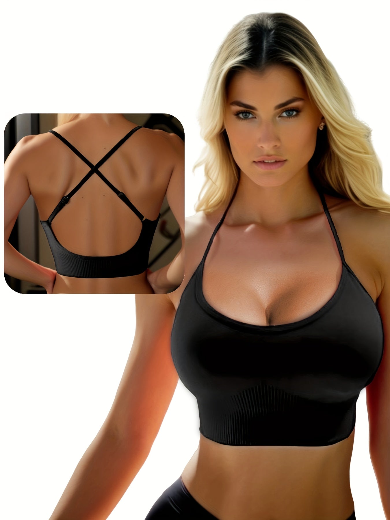 Women's Activewear Matching Outfit Set Crisscross Scoop Neck Sports Br –  KesleyBoutique
